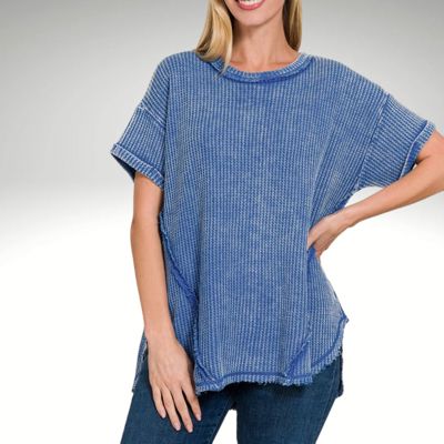 Waffle Top   Amazingly comfortable waffle knit top. This top has darling stitching detail in the back and from with raw edge detail.