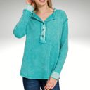 Size 8 Teal Cotton Waffle Henley