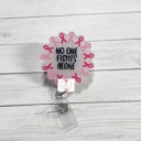  No One Fights Alone Beaded Breast Cancer Badge Reel | Interchangeable | Badge Holder | Oncologist | Oncology | Nurse | Medical