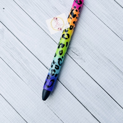 Leopard Rainbow Glitter Gel Pen | Gel Pen | Refillable Pen | Custom Pen