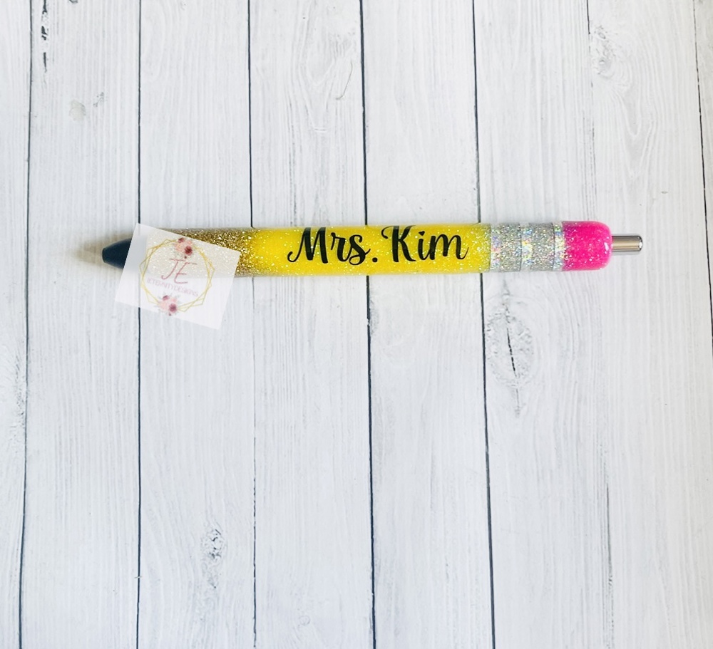 Pencil Teacher Glitter Gel Pen | Gel Pen | Refillable Pen | Custom Pen 