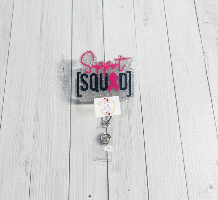 Support Squad Breast Cancer Badge Reel | Interchangeable | Badge Holder | Oncologist | Oncology | Nurse | Medical | 