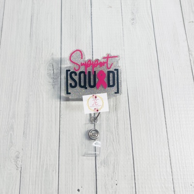 Support Squad Breast Cancer Badge Reel | Interchangeable | Badge Holder | Oncologist | Oncology | Nurse | Medical | 