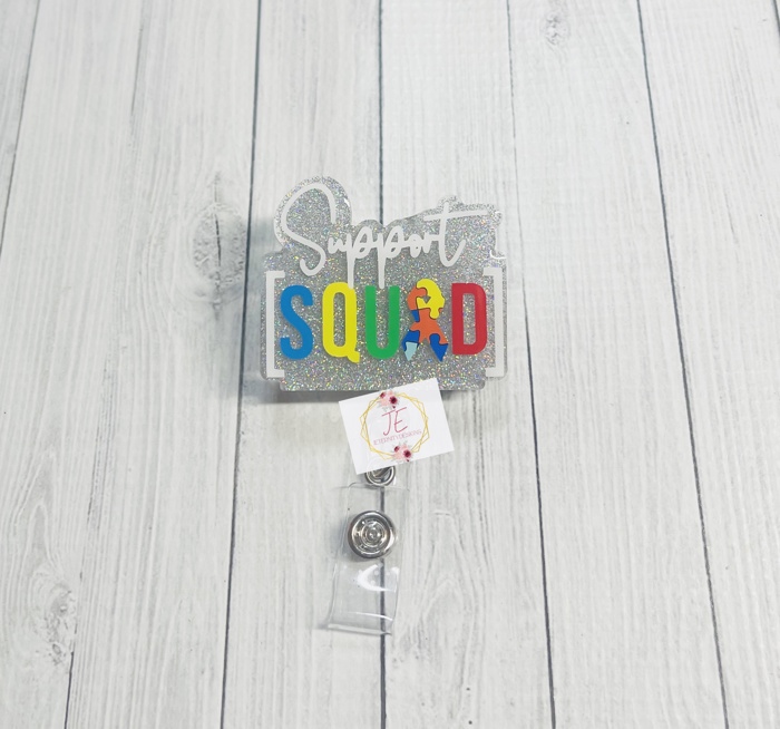 Support Squad Autism Interchangeable Badge Reel | Autism Awareness | Nurse | Teacher | Teacher Assistant | ID Badge Holder | Pedatric Nurse