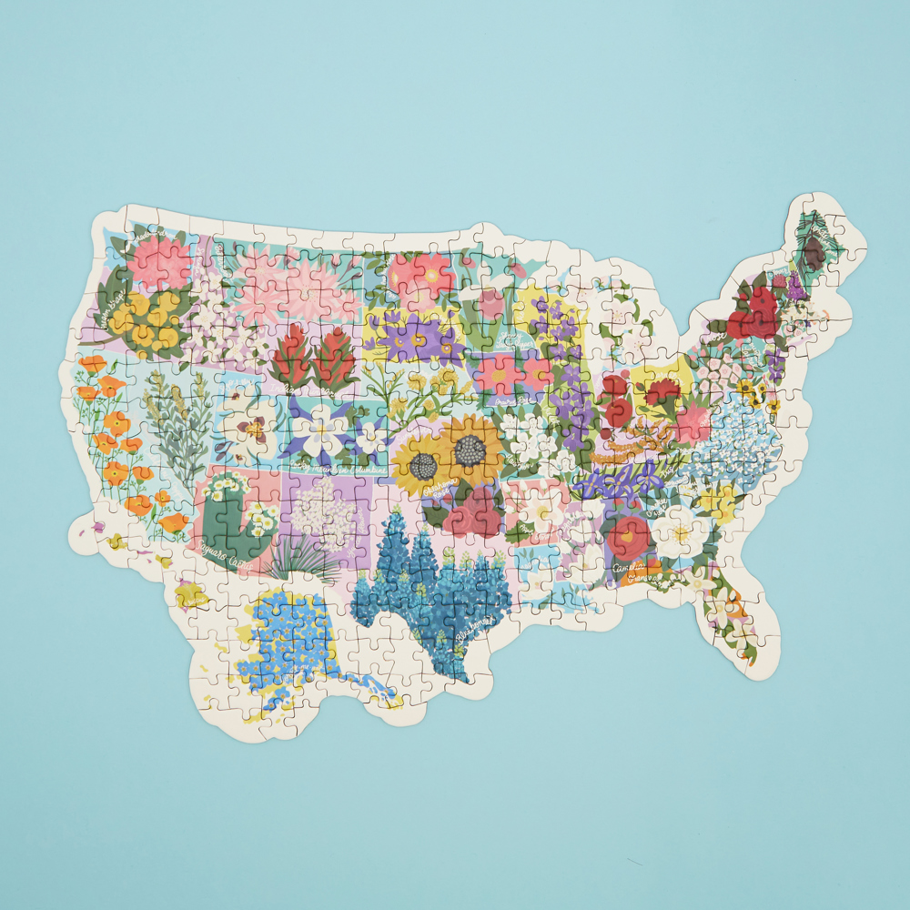 Map Shaped State Flower Puzzle