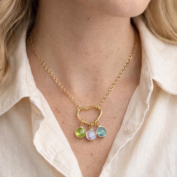 Heart Clasp Birthstone Charm Necklace