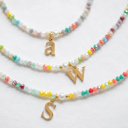  Multicolor Beaded Initial Letter Choker Necklace