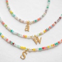 Style 1 Multicolor Beaded Initial Letter Choker Necklace