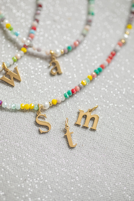 Multicolor Beaded Initial Letter Choker Necklace
