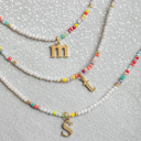  Multicolor Beaded Initial Letter Choker Necklace