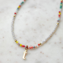  Multicolor Beaded Initial Letter Choker Necklace