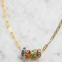  Paperclip Birthstone Charm Necklace