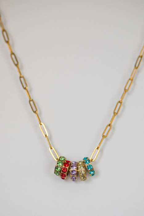 Paperclip Birthstone Charm Necklace