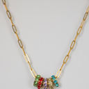 Five Charm Necklace Paperclip Birthstone Charm Necklace