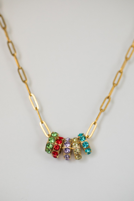 Paperclip Birthstone Charm Necklace