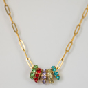  Paperclip Birthstone Charm Necklace