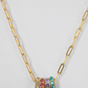 Four Charm Necklace Paperclip Birthstone Charm Necklace