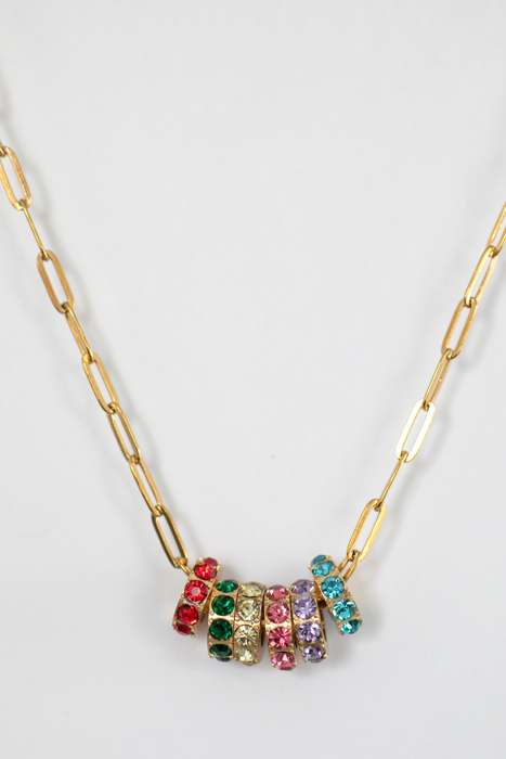 Paperclip Birthstone Charm Necklace