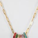 Six Charm Necklace Paperclip Birthstone Charm Necklace