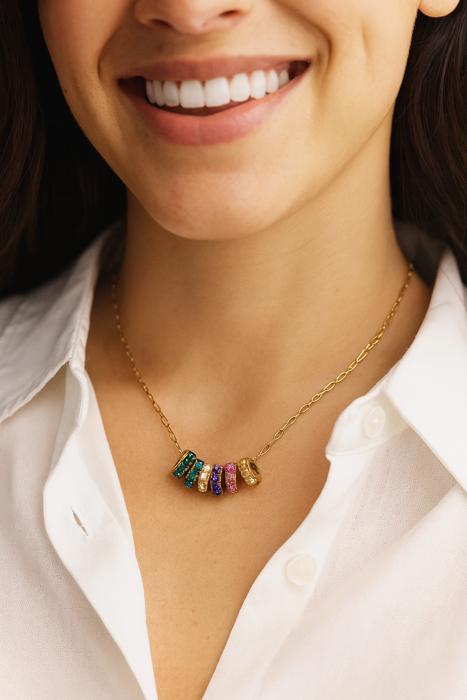 Paperclip Birthstone Charm Necklace