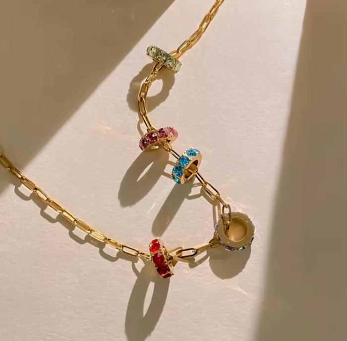 Paperclip Birthstone Charm Necklace