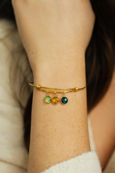 Birthstone Charm Bangle Bracelet