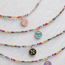  Initial Letter Beaded Choker Necklace