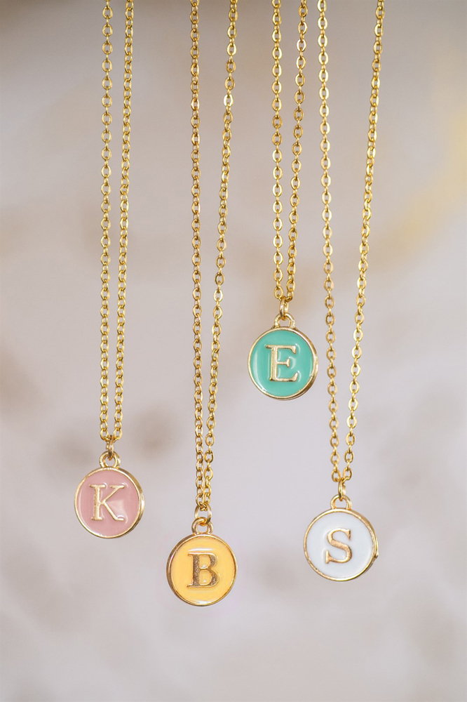 Colorful Initial Charm Necklace