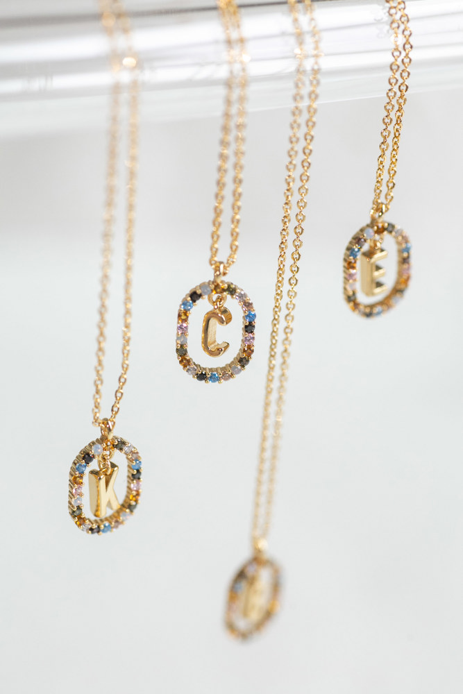 Colorful CZ Initial Letter Necklace