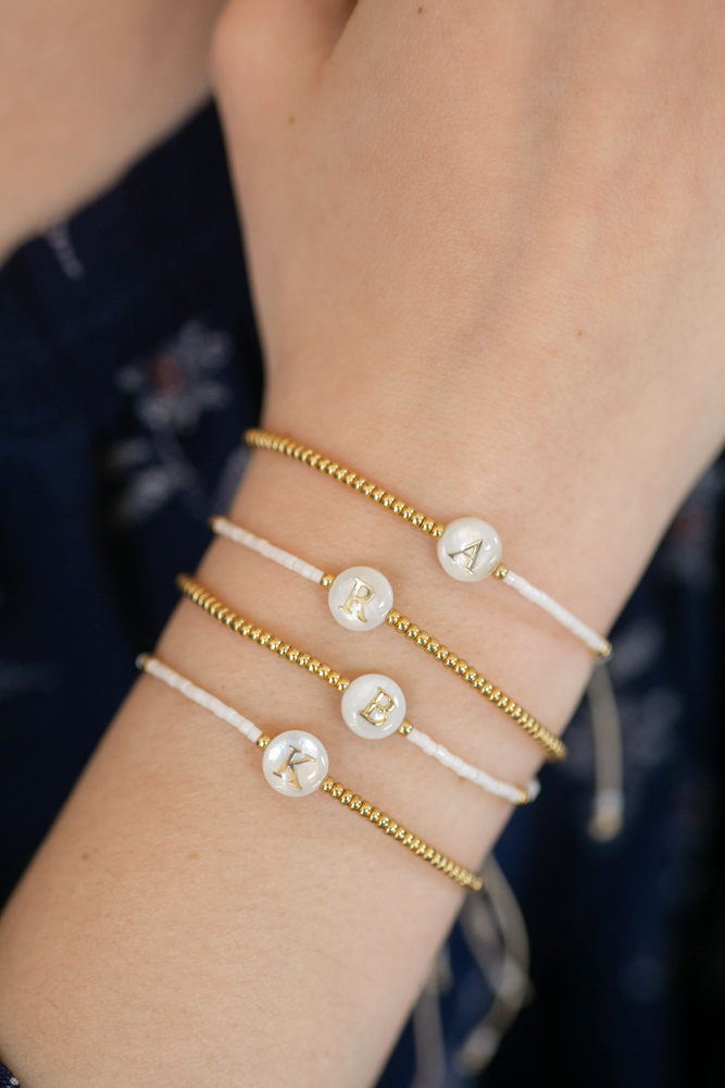 Pearl Initial Letter Bracelet