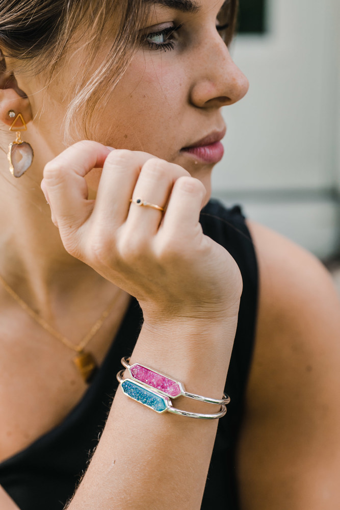 Natural Druzy Stone Bangle Bracelet