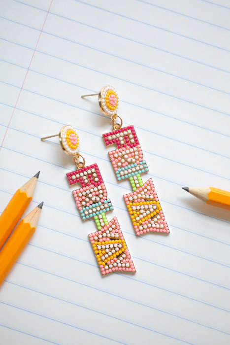 Back to School Beaded Teacher Earrings | Teacher Gifts
