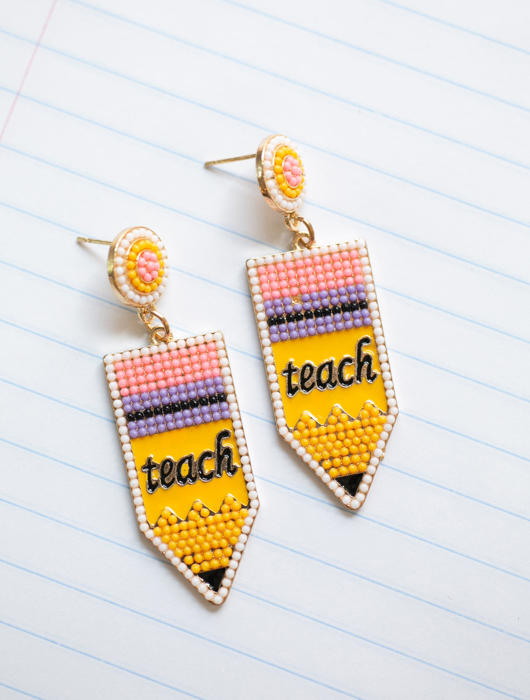Back to School Beaded Teacher Earrings | Teacher Gifts
