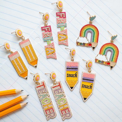 Back to School Beaded Teacher Earrings | Teacher Gifts