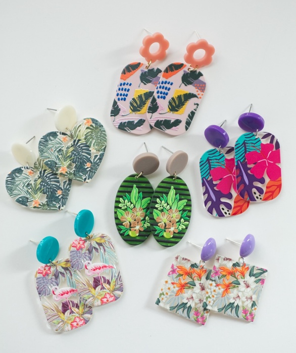 Colorful Boho Tropical Summer Earrings