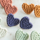  Knit Pattern Heart Stud Earrings