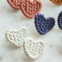  Knit Pattern Heart Stud Earrings