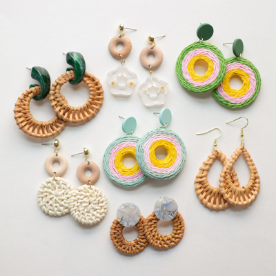 Boho Rattan Summer Earrings