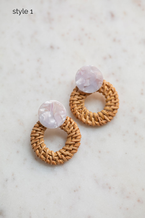 Boho Rattan Summer Earrings