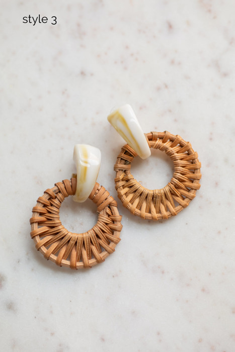 Boho Rattan Summer Earrings