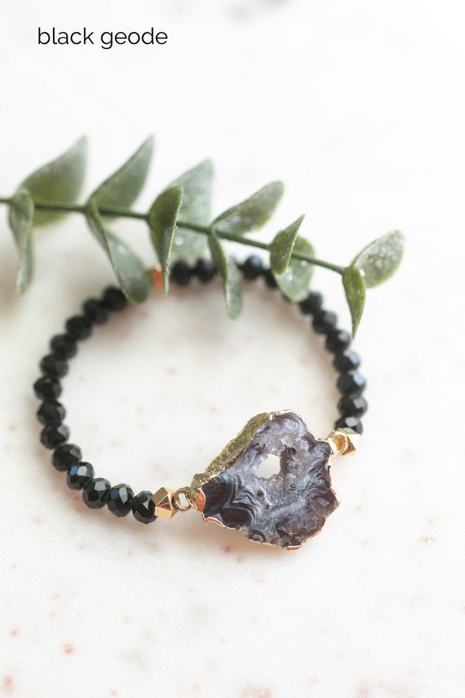 Natural Stone Geode Beaded Bracelet