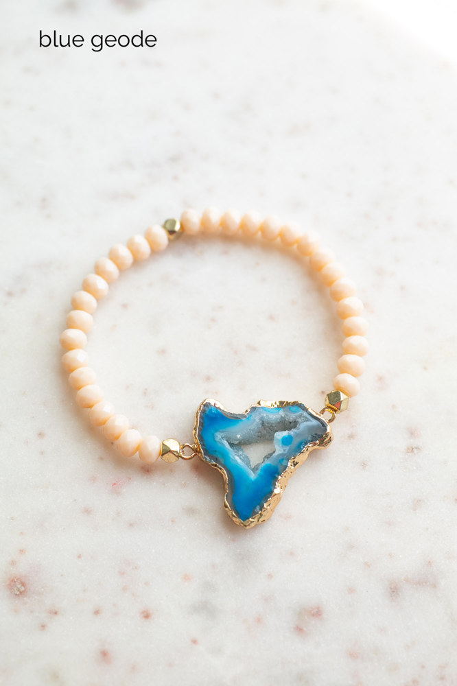 Natural Stone Geode Beaded Bracelet