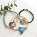  Natural Stone Geode Beaded Bracelet