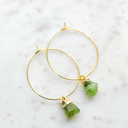 August Raw Gemstone Birthstone Hoop Earrings