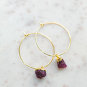 July Raw Gemstone Birthstone Hoop Earrings