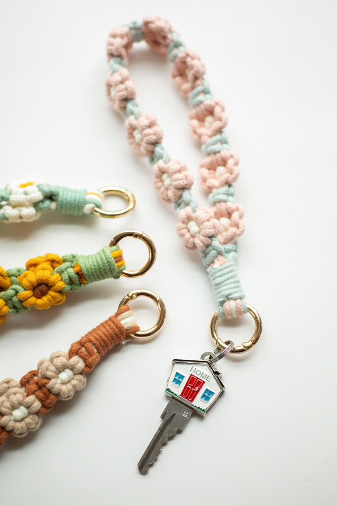 Floral Macrame Knit Keychain