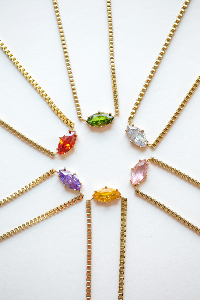 Maquise Cut Birthstone Necklace