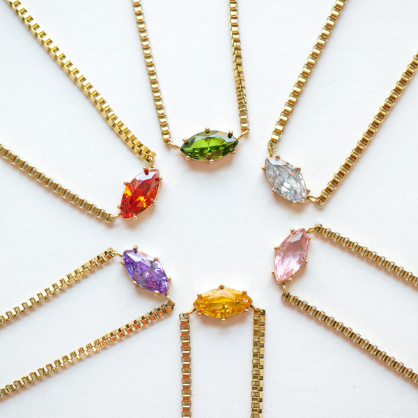 Maquise Cut Birthstone Necklace