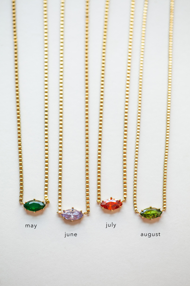 Maquise Cut Birthstone Necklace