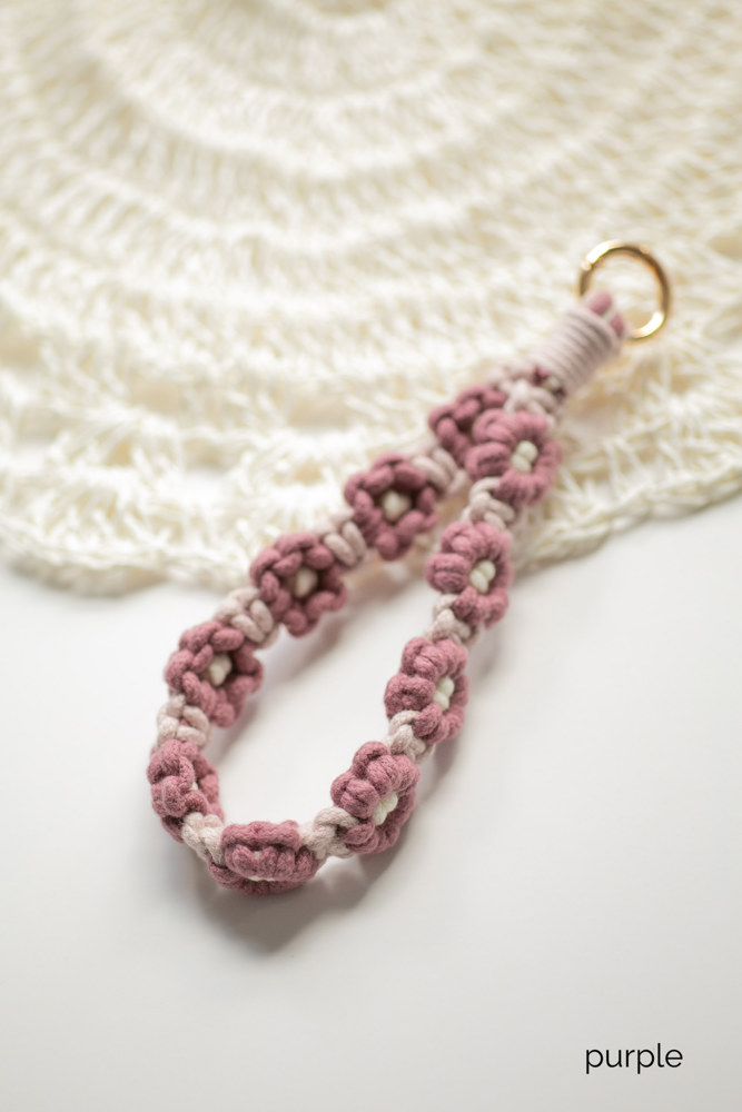 Floral Macrame Knit Keychain